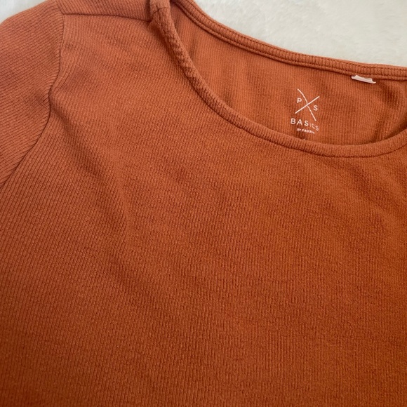 PacSun Cropped Long Sleeve Top Burnt Orange Rust Color Size Large - Picture 2 of 3